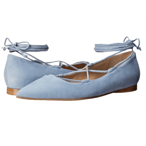 Michael Kors Blue Ankle Wrap Pointed Toe Flats - Picture 1 of 6